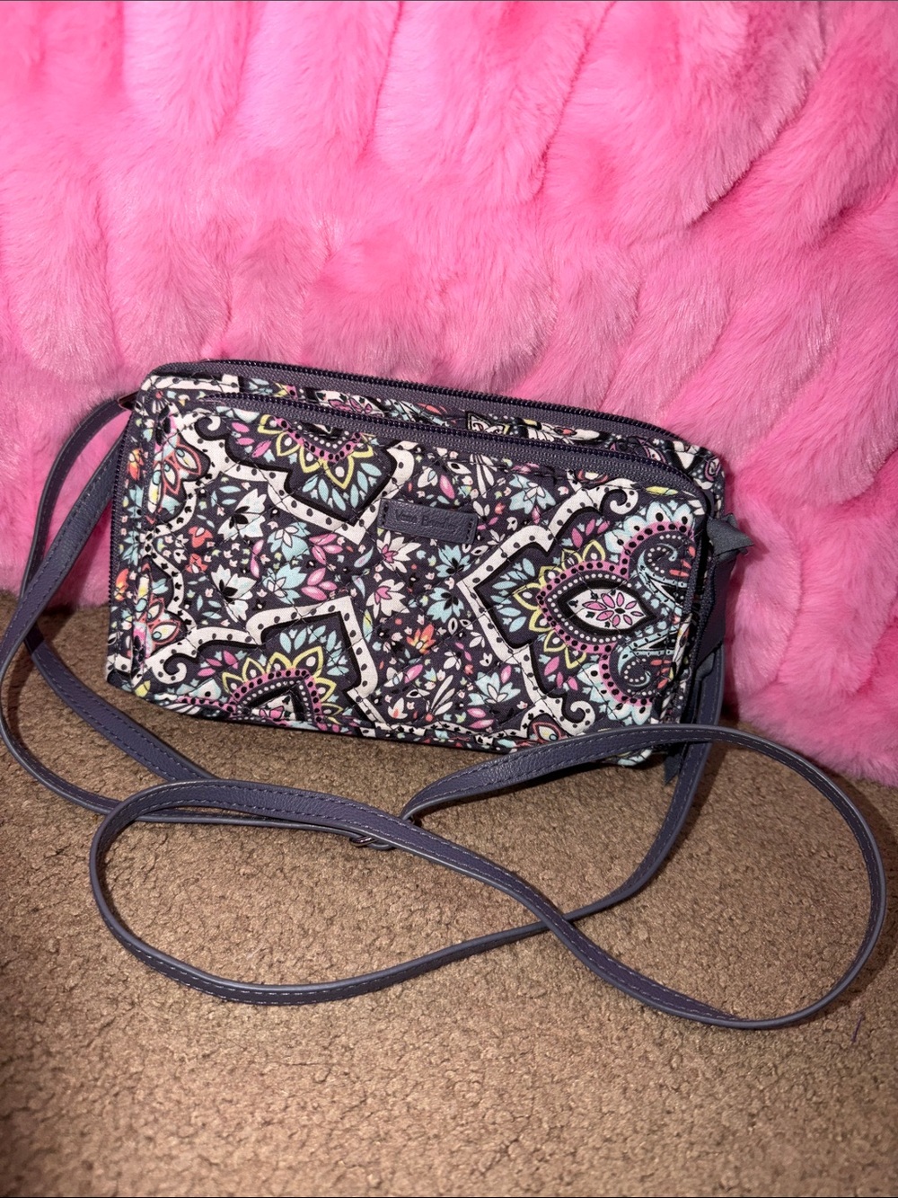 Vera Bradley Quilted Paisley Crossbody Bag w/ built in wallet feature